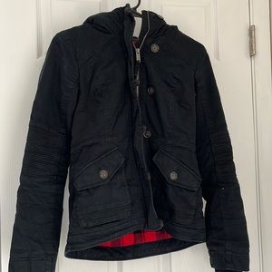 Hollister Black Twill Winter Coat